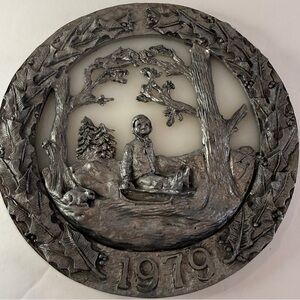 Michael Ricker Solid Pewter Limited Edition Plaque – “Rocky Mountain Christmas”